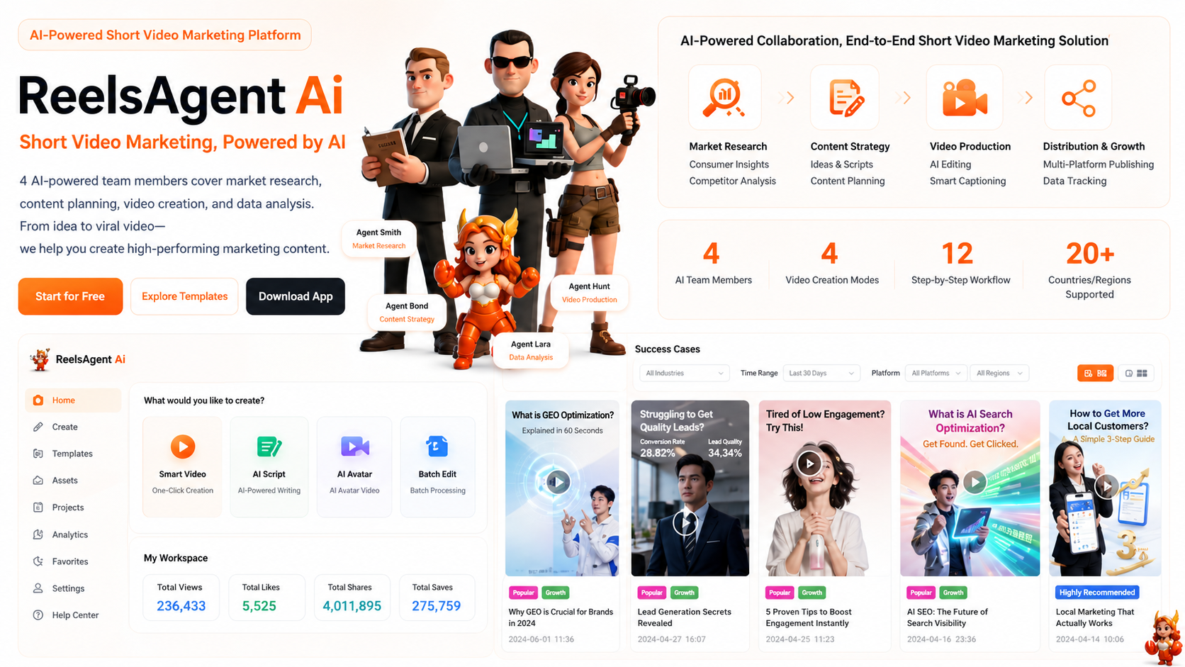 Reels Agent AI product showcase